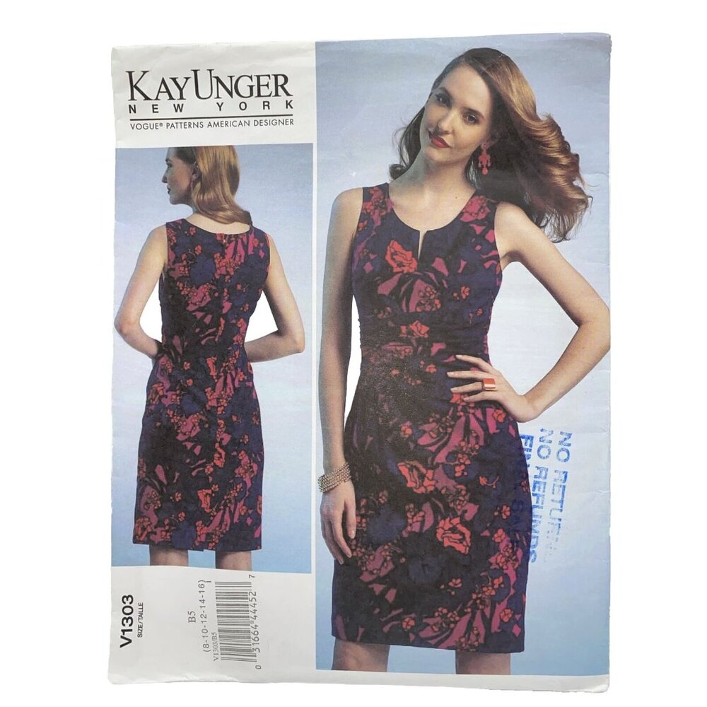 Kay Unger New York V1303 Vogue Designer Pattern Misses Dress B5 (8-10-12-14-16)